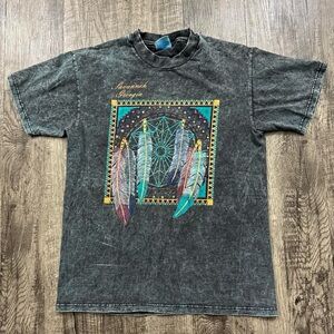 Vintage 90s Dreamcatcher Feather Native American Stone Washed T Shirt Savannah